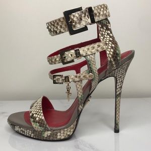 Cesare Paciotti Python Snakeskin Stiletto Sandals
